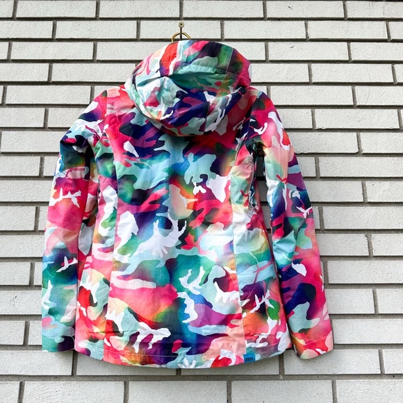 GSOU SNOW Vibrant Camo Insulated Snow Jacket XS Removable Hood Waterproof Ski - Picture 2 of 12